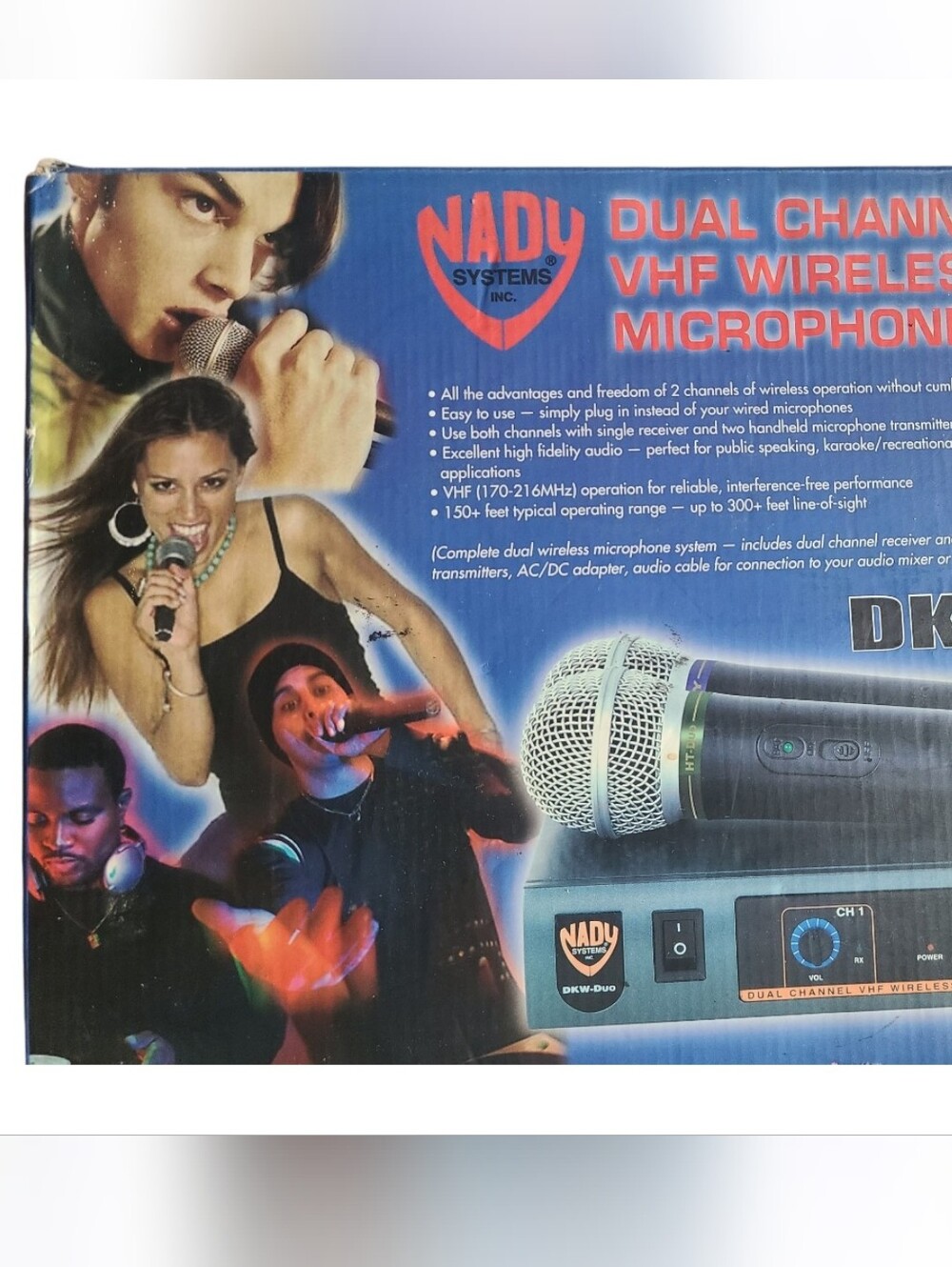 Nady DKW-Duo Dual VHF Wireless Microphone System Karaoke DJ 2 Mics